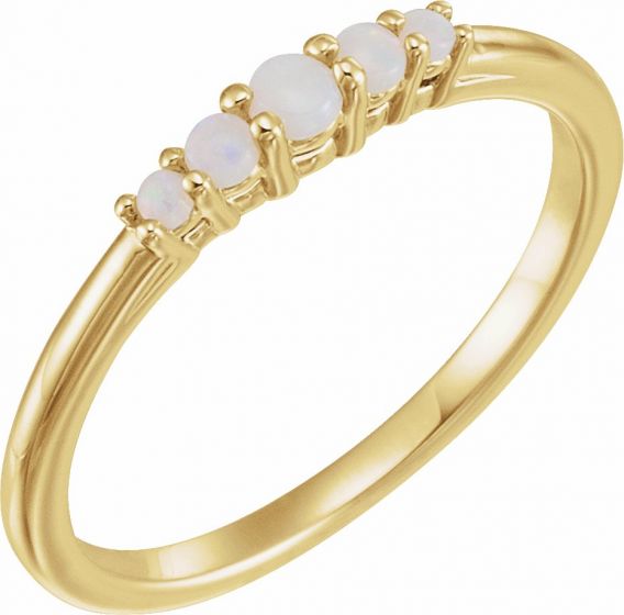 14K Yellow Opal Graduated Five-Stone Ring