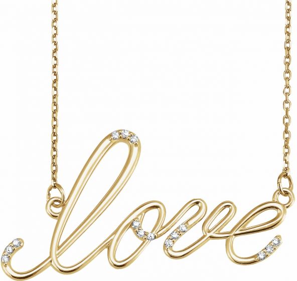 14K Yellow .08CTW Diamond Love Design 18 Necklace