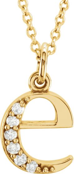 14K Yellow .03 CTW Diamond Lowercase Initial e 16 Necklace