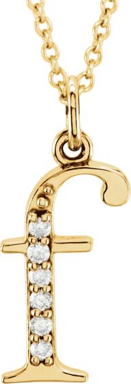 14K Yellow .03 CTW Diamond Lowercase Initial f 16 Necklace