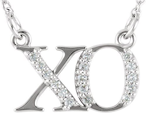 14K White .07 CTW Diamond XO 16 1/2 Necklace