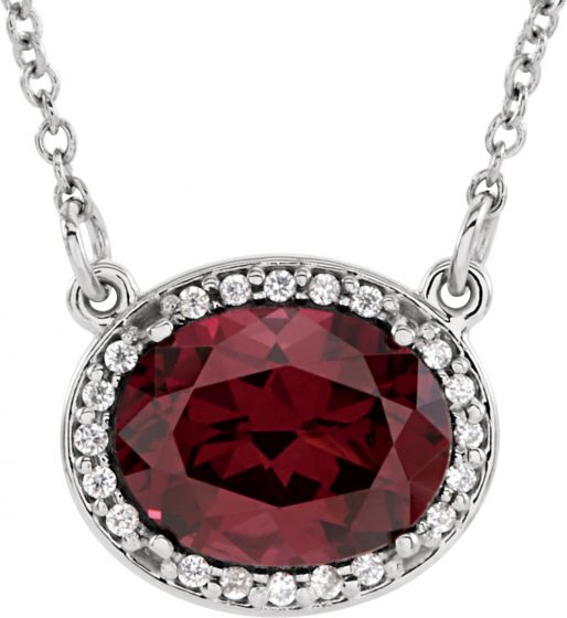 14K White Rhodolite Garnet & .05 CTW Diamond 16.5 Necklace