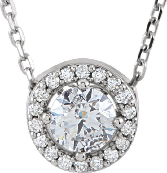 14K White 3/8 CTW Diamond Halo-Style 16 Necklace
