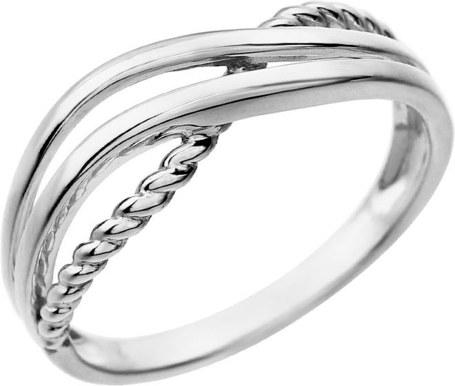 14K White Criss-Cross Ring
