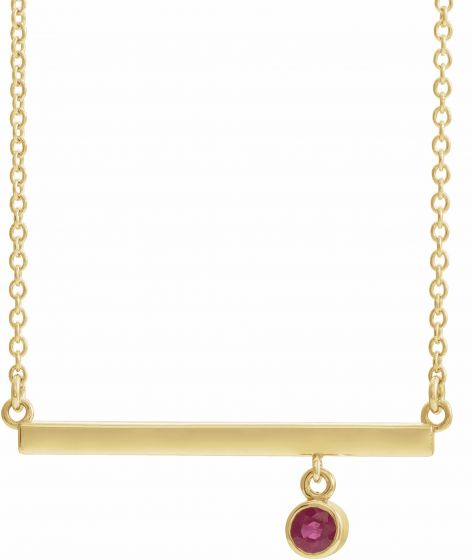 14K Yellow Ruby Bezel-Set 18 Bar Necklace