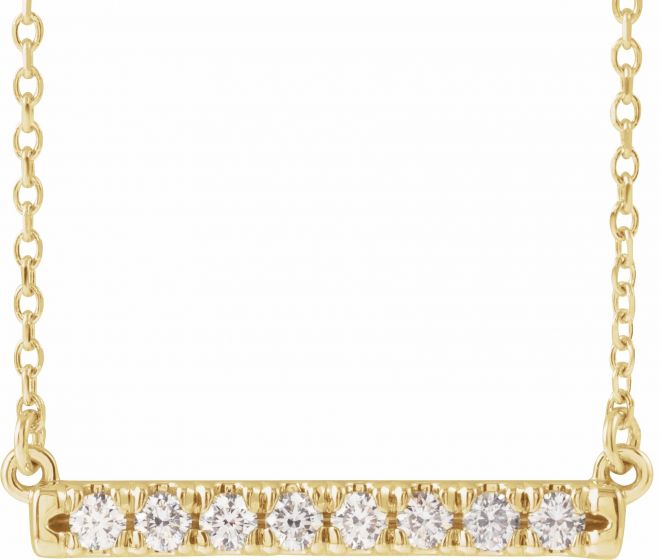 14K Yellow 1/4 CTW Diamond French-Set Bar 18 Necklace