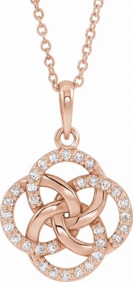 14K Rose 1/8 CTW Diamond Five-Fold Celtic Necklace