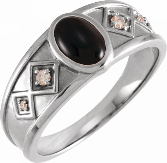 14K White Onyx & .05 CTW Diamond Ring