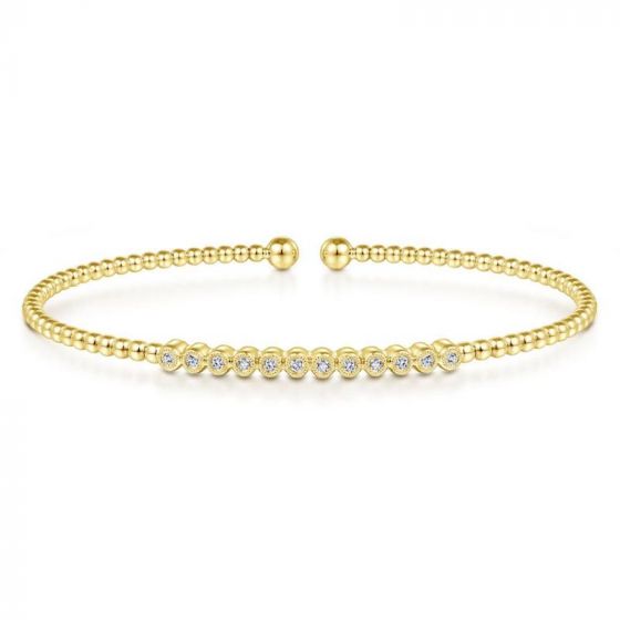 Gabriel & Co. 14k Yellow Gold Bujukan Diamond Bangle Bracelet