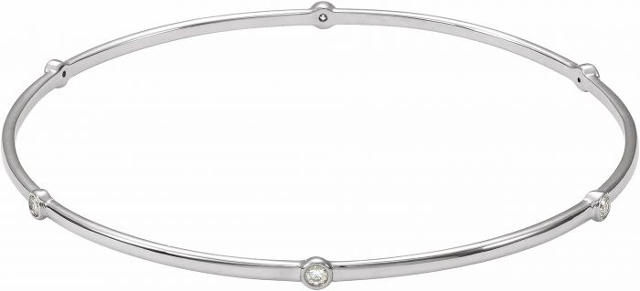 14K White 1/4 CTW Diamond Bezel-Set Bangle 8 Bracelet