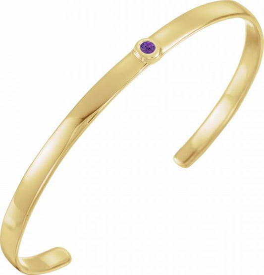 14K Yellow Amethyst Cuff 6 Bracelet