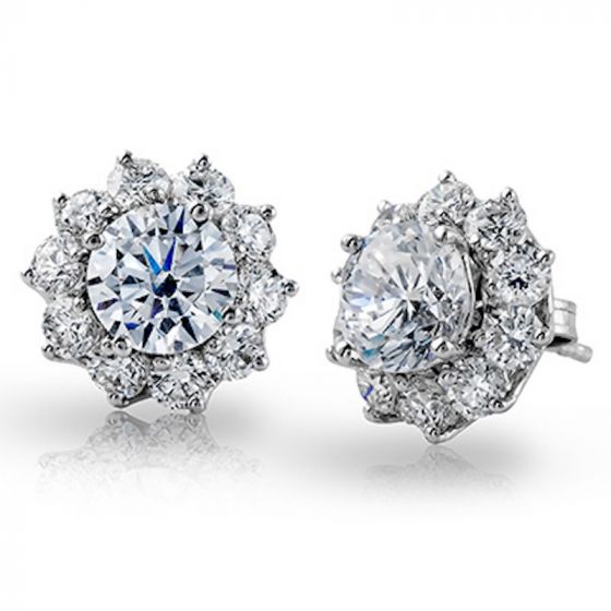 Simon G. 18k White Gold Classic Romance Diamond Stud Earrings