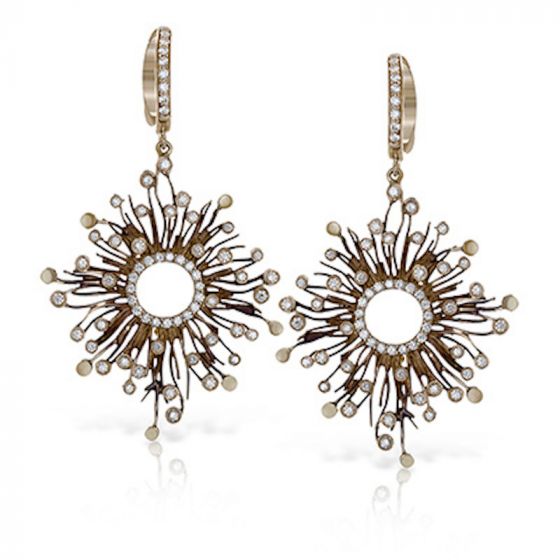 Simon G. 18k Two Tone Gold Organic Allure Diamond Drop Earrings