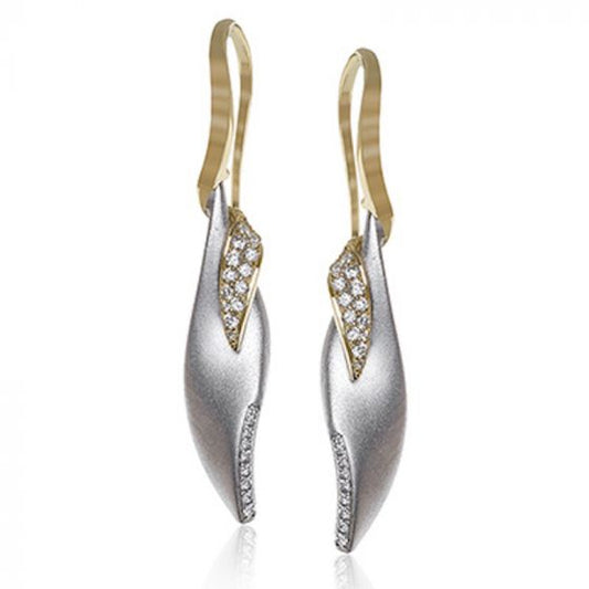 Simon G. 18k Two Tone Gold Garden Diamond Drop Earrings