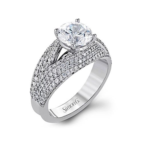 Simon G. 18k White Gold Diamond Engagement Ring