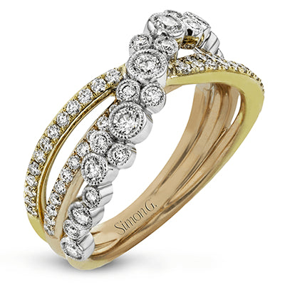 Simon G. 18k Rose, Yellow & White Gold Clio Right Hand Ring, Size 7