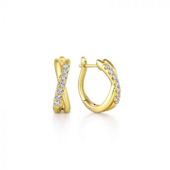 Gabriel & Co. 14k Yellow Gold Contemporary Diamond Huggie Earrings