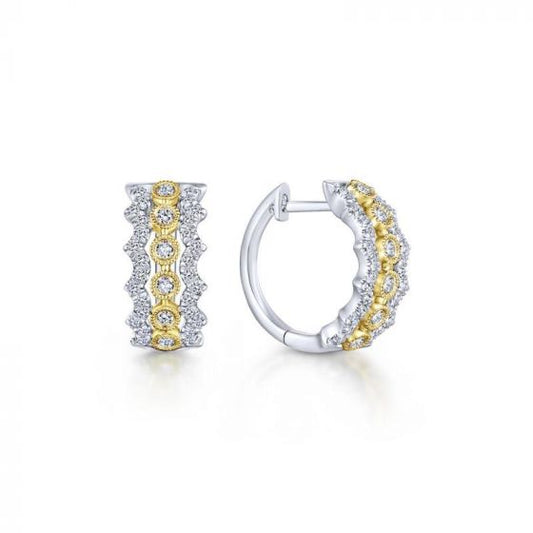 Gabriel & Co. 14k Two Tone Kaslique Diamond Huggie Earrings