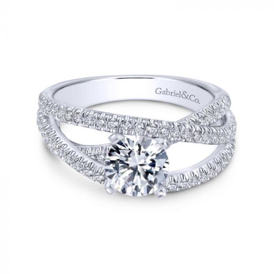 Gabriel & Co. 14k White Gold Contemporary Free Form Engagement Ring