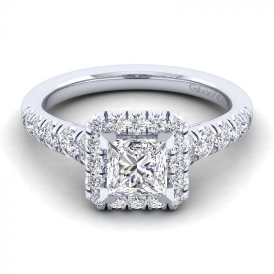 Gabriel & Co. 14k White Gold Contemporary Halo Engagement Ring