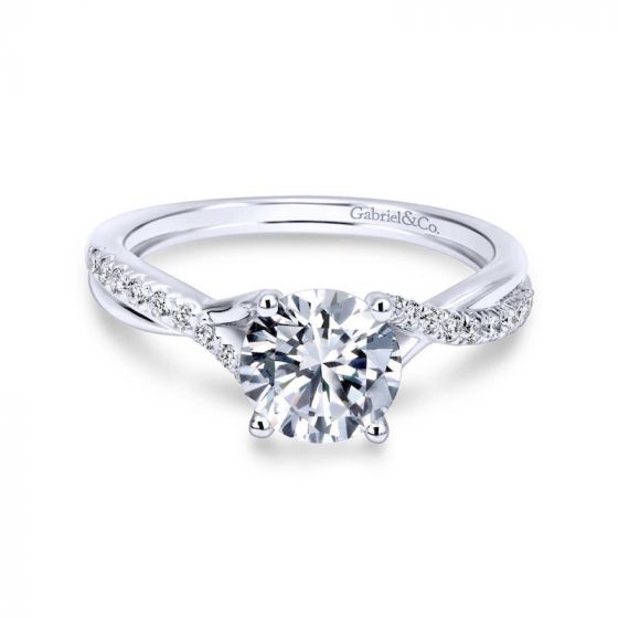 Gabriel & Co. 14k White Gold Contemporary Twisted Engagement Ring