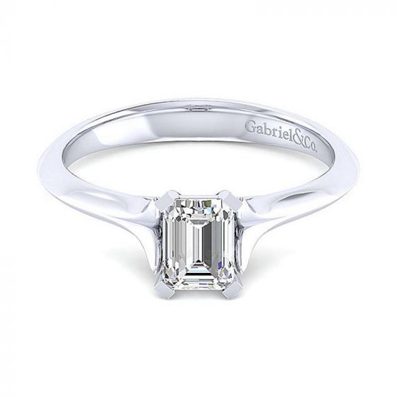 Gabriel & Co 14K White Gold Contemporary Solitaire Diamond Engagement Ring