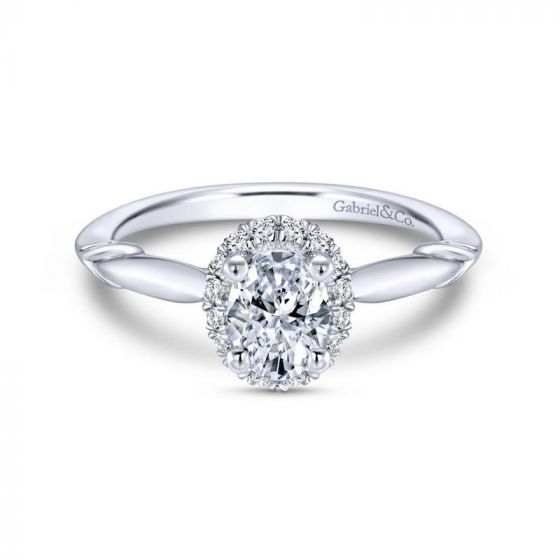 Gabriel & Co. 14k White Gold Contemporary Halo Engagement Ring