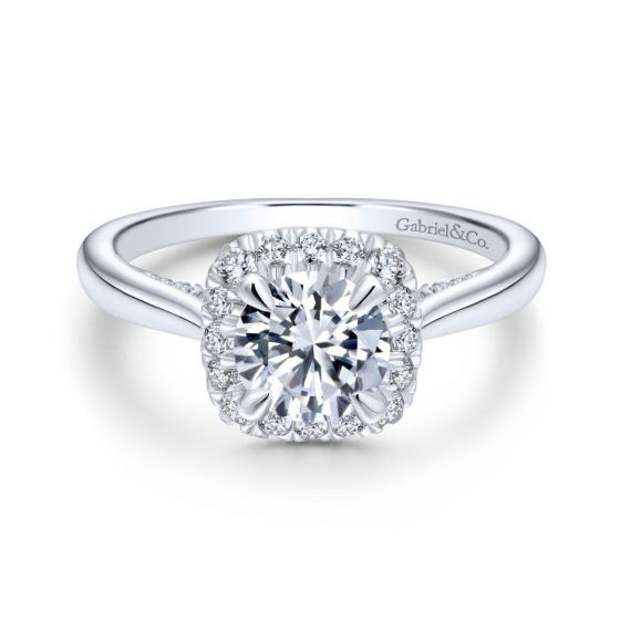 Gabriel & Co. 14k White Gold Entwined Halo Diamond Engagement Ring