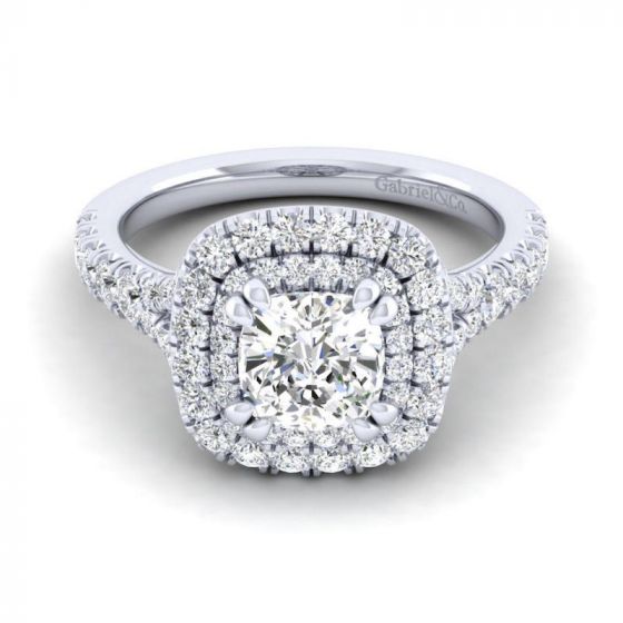 Gabriel & Co. 14k White Gold Entwined Double Halo Engagement Ring