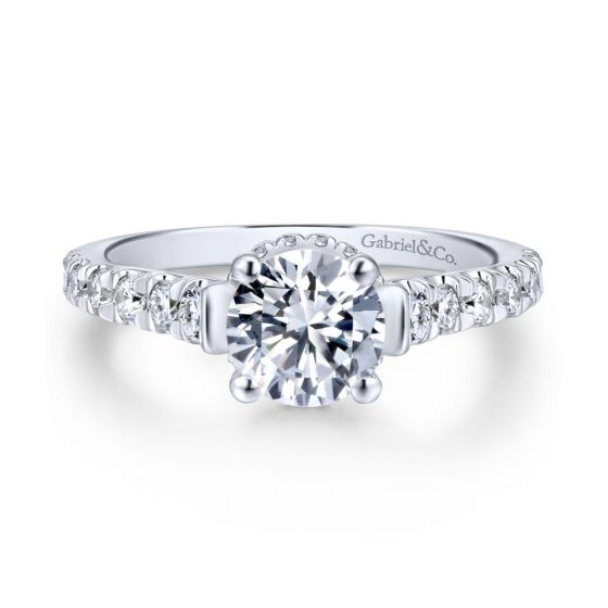 Gabriel & Co. 14k White Gold Crown Straight Diamond Engagement Ring