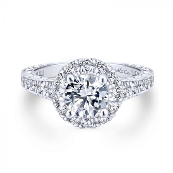 Gabriel & Co. 14k Two Tone Gold Blush Halo Engagement Ring