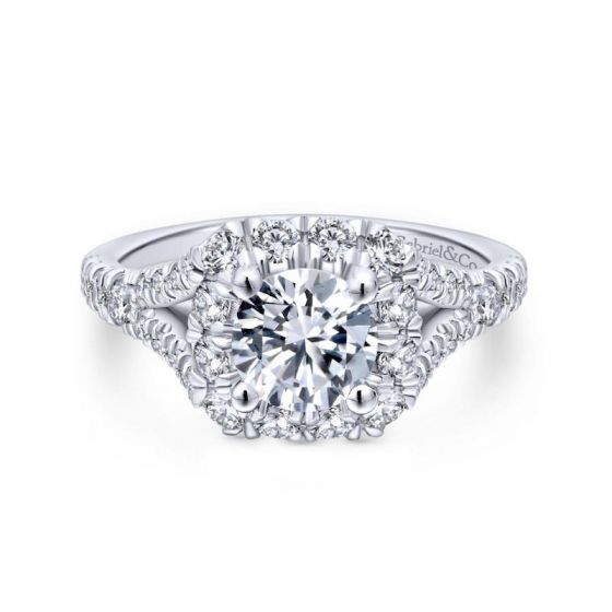 Gabriel & Co. 14k Two Tone Gold Blush Halo Engagement Ring