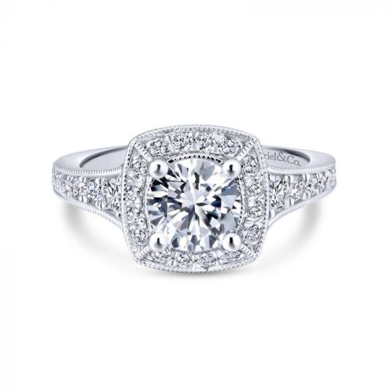 Gabriel & Co. 14k White Gold Entwined Halo Engagement Ring