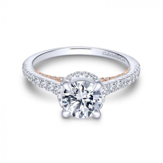 Gabriel & Co. 14k Two Tone Gold Crown Straight Engagement Ring