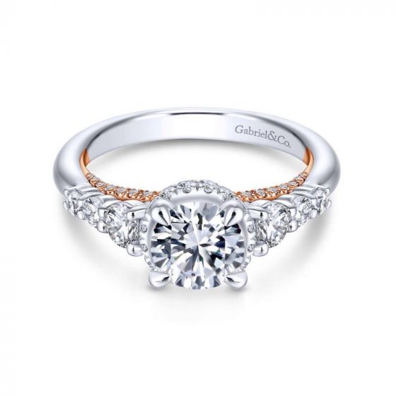 Gabriel & Co. 14k Two Tone Gold Crown Straight Engagement Ring