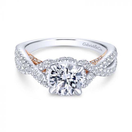 Gabriel & Co. 14k Two Tone Gold Crown Twisted Engagement Ring