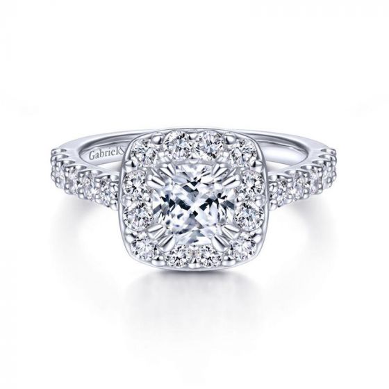 Gabriel & Co. 14k White Gold Contemporary Halo Engagement Ring
