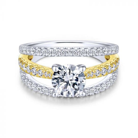 Gabriel & Co. 14k Two Tone Gold Nova Split Shank Engagement Ring