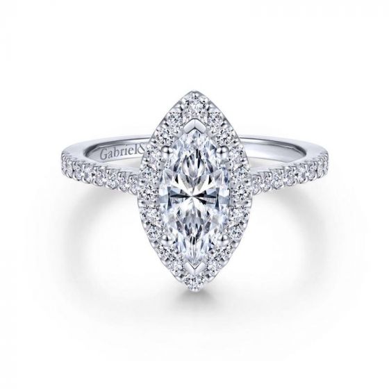 Gabriel & Co. 14k White Gold Contemporary Halo Engagement Ring