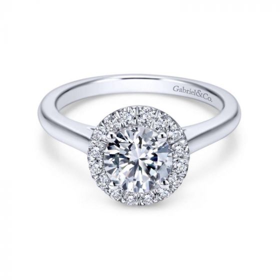 Gabriel & Co. 14k White Gold Contemporary Halo Engagement Ring