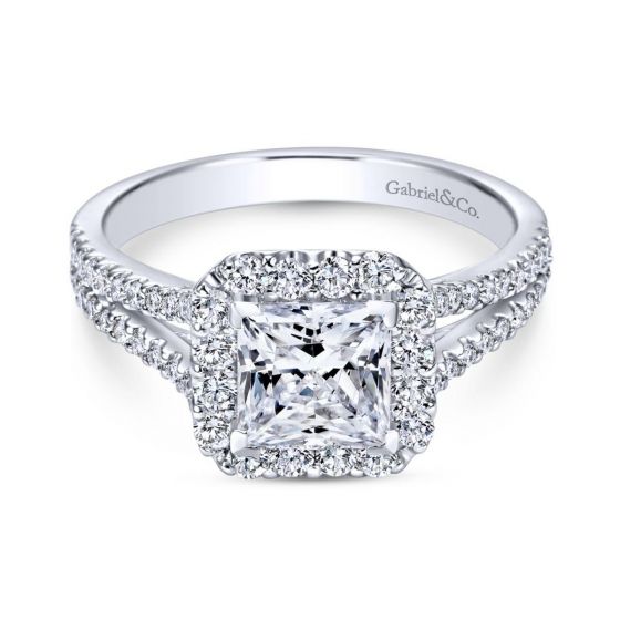 Gabriel & Co. 14k White Gold Contemporary Halo Diamond Engagement Ring