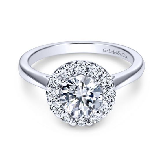 Gabriel & Co. 14k White Gold Contemporary Halo Diamond Engagement Ring
