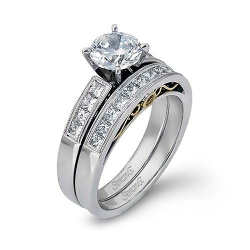 Simon G. 18k White Gold Diamond Engagement Ring