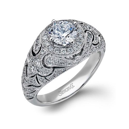 Simon G. 18k White Gold Diamond Engagement Ring