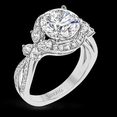 Simon G. 18k White Gold Halo Engagement Ring