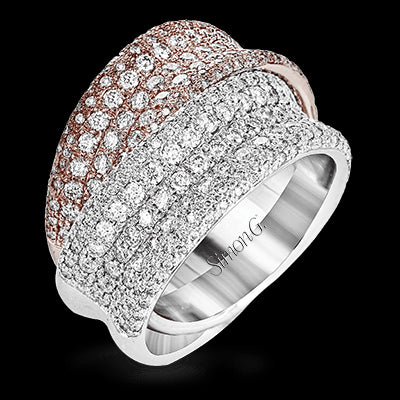 Simon G. 18k Rose & White Gold Clio Right Hand Ring, Size 7