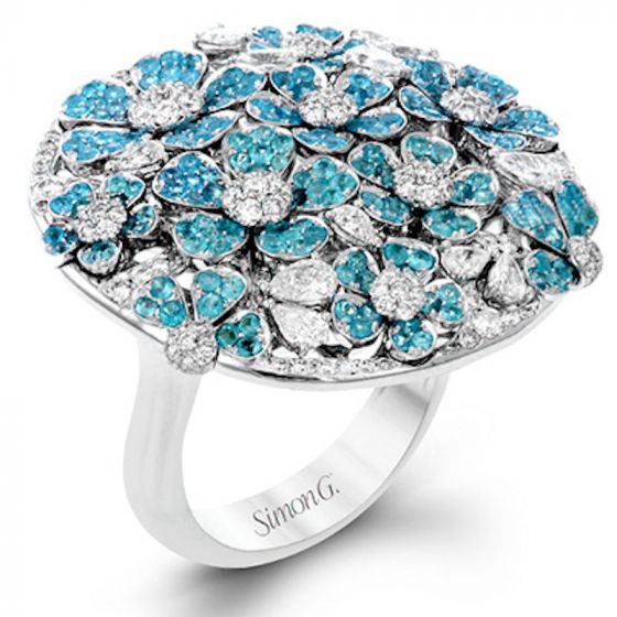 Simon G. 18k White Gold Garden Diamond Ring