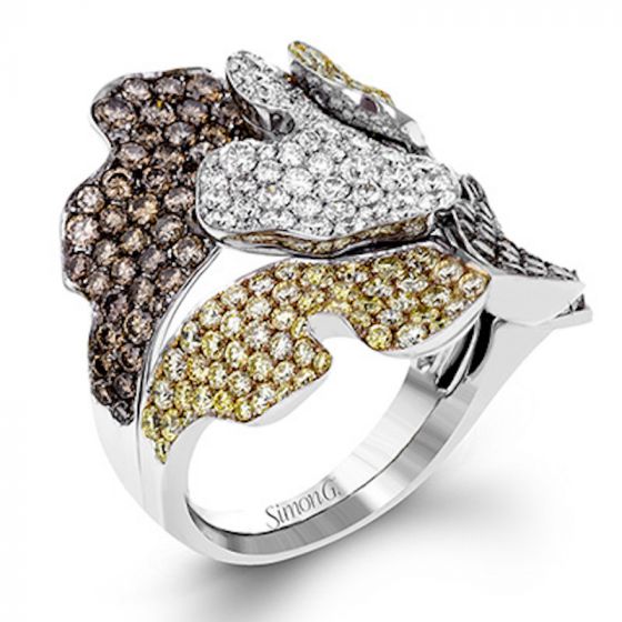 Simon G. 18k White Gold Garden Diamond Ring