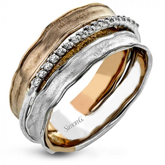 Simon G. 18k Two Tone Gold Classic Romance Diamond Ring