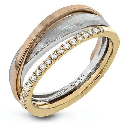 Simon G. 18k Rose, Yellow & White Gold Clio Right Hand Ring, Size 7